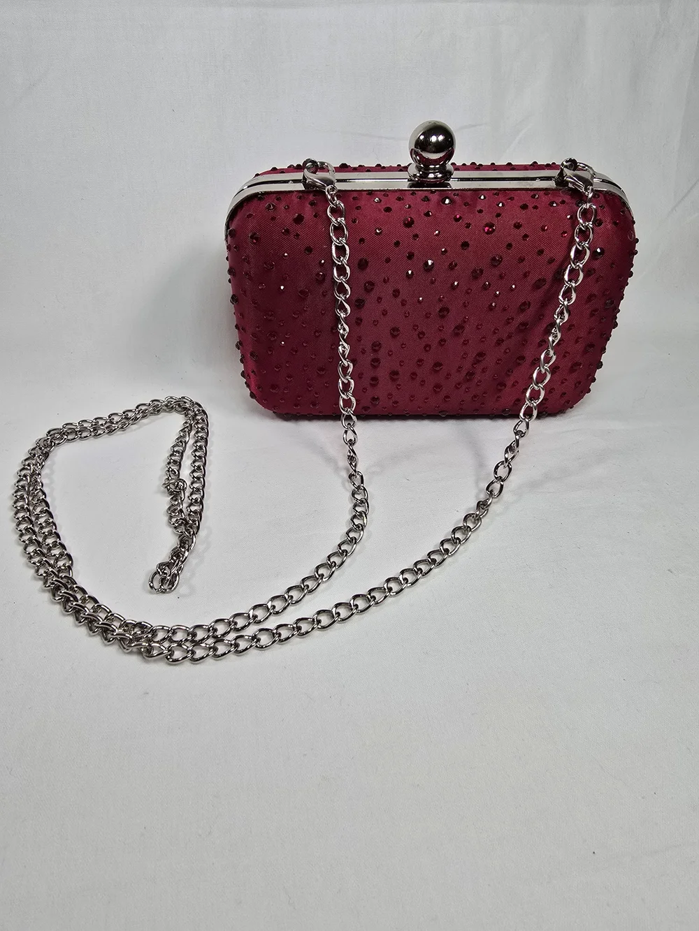 Elegant Studded Satin Clutch - Deep Wine By White House Black Market - Picture 2 of 4